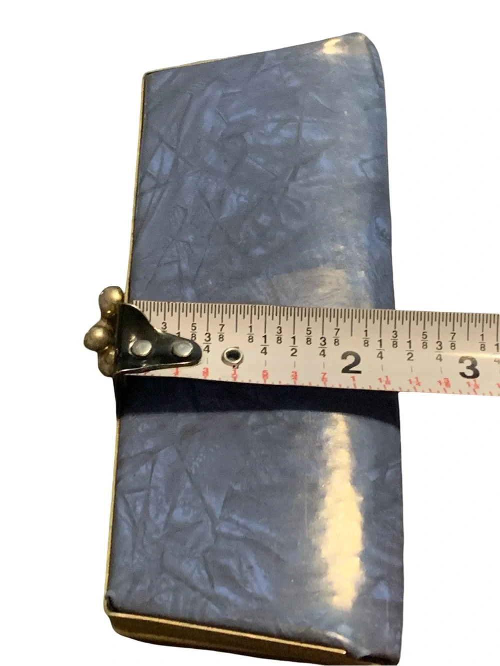 Vintage 1950s Blue Metal Frame Kiss Lock Eye Glass Case